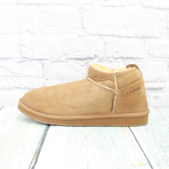 L.L. Bean Shoes - LL Bean Brown Suede Shearling Lined Wicked Good Ankle Boots Slippers 7 M